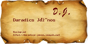 Daradics János névjegykártya